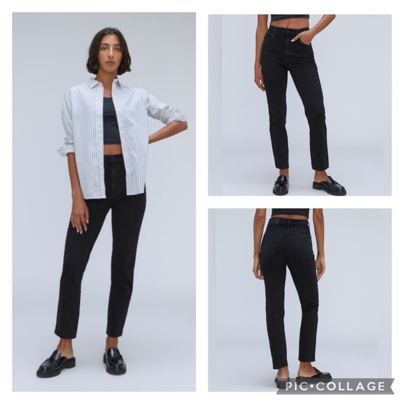 Everlane The Original Cheeky® High Rise Jean Washed Black Women’s size 27 Crop - Picture 1 of 16
